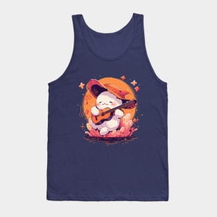 Halloween Ghost Playing Guitar. Spook Cute Monster. Tank Top